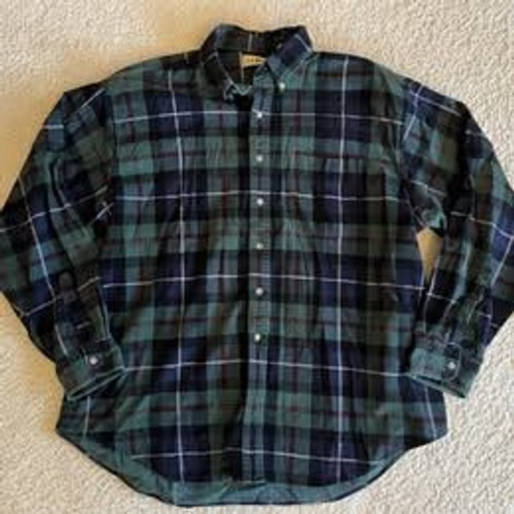 Vintage LL Bean Corduroy Plaid Shirt Men XL